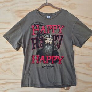 Duck Dynasty Happy Happy Happy T Shirt Mens L Phil Robertson Gray Graphic Tee